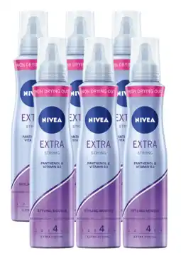 De Online Drogist Nivea Extra Strong Styling Mousse Voordeelverpakking 6x150ML aanbieding