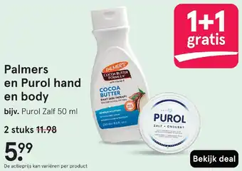 Etos Palmers en Purol hand en body aanbieding