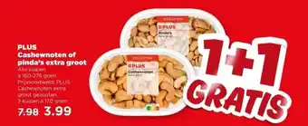PLUS PLUS Cashewnoten of pinda's extra groot aanbieding