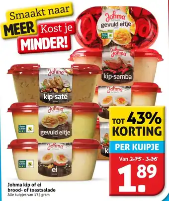 Hoogvliet Johma kip of ei brood- of toastsalade aanbieding
