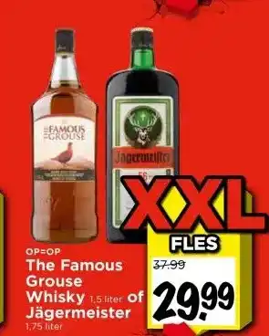 Vomar Voordeelmarkt The Famous Grouse Whisky 1,5 liter of Jägermeister 1,75 liter aanbieding