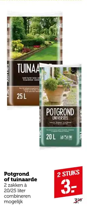 Coop Potgrond of tuinaarde 20/25 liter aanbieding