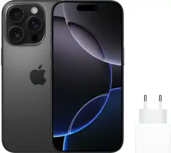 Coolblue Apple iPhone 16 Pro 128GB Black Titanium + Apple Snellader aanbieding