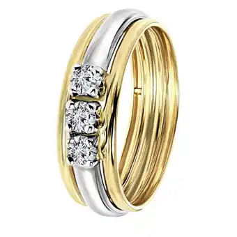 Douglas Lucardi Ring 14 Karaat Goud - goudkleurig-zilverkleurig aanbieding