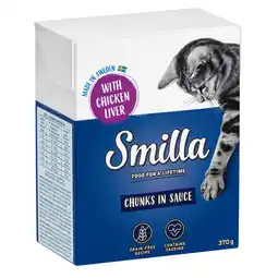 Zooplus Smilla Hapjes in Saus 24 x 370 en Smilla Hapjes in Gelei 24 x 380 g Kattenvoer - Kippenlever in Saus aanbieding