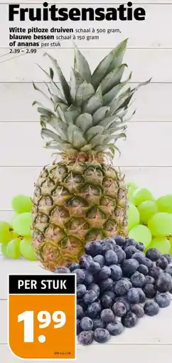 Poiesz Witte pitloze druiven, blauwe bessen of ananas aanbieding