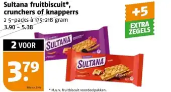 Poiesz Sultana fruitbiscuit, crunchers of knapperrs aanbieding