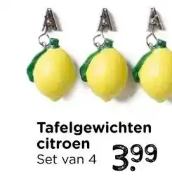 Xenos Tafelkleed gewichten citroen - set van 4 aanbieding