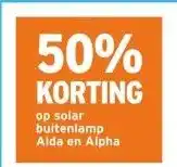 GAMMA 50% KORTING op solar buitenlamp Aida en Alpha aanbieding