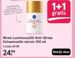 Etos Nivea Luminous630 Anti-Striae lichaamsolie-serum 100 ml aanbieding