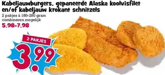 Boon`s Markt Kabeljauwburgers, gepaneerde Alaska koolvisfilet en/of kabeljauw krokant schnitzels aanbieding