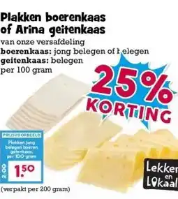 Boon`s Markt Plakken boerenkaas of Arina geitenkaas aanbieding