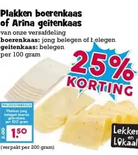Boon`s Markt Plakken boerenkaas of Arina geitenkaas aanbieding