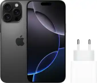 Coolblue Apple iPhone 16 Pro Max 256GB Black Titanium + Apple Snellader aanbieding