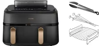Coolblue Philips 5000 Series Dual Basket NA552/00 + Dubbellaagse kookset aanbieding