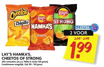 Dekamarkt Lay's Strong, Hamka's of Cheetos 2*110-150g aanbieding