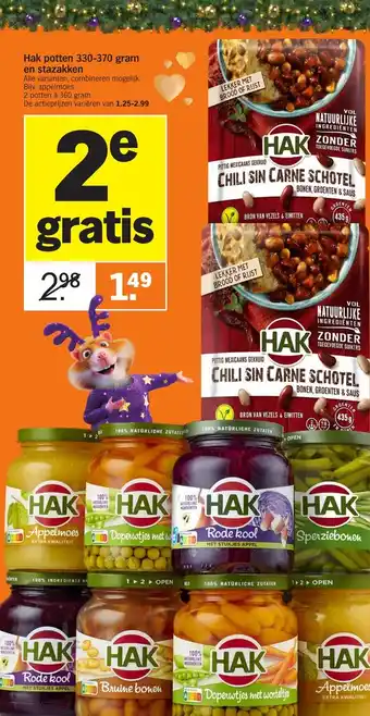 Albert Heijn Hak potten 330-370 gram en stazakken aanbieding