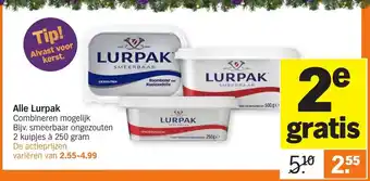 Albert Heijn Alle Lurpak 250 gram aanbieding