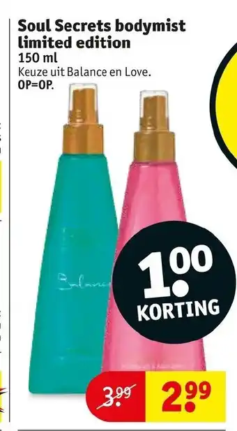 Kruidvat Soul Secrets bodymist limited edition aanbieding