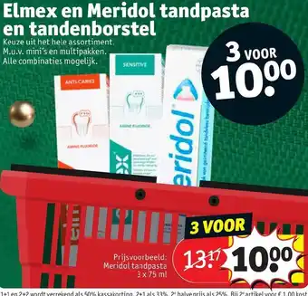 Kruidvat Elmex en meridol tandpasta en tandenborstel aanbieding