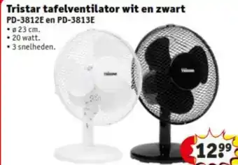 Kruidvat Tristar tafelventilator wit en zwart aanbieding