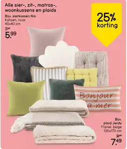 Leen Bakker Alle sier, zit, matras, woonkussens en plaids aanbieding