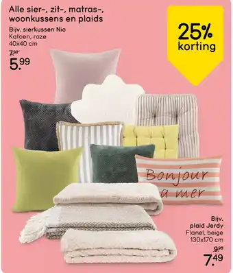 Leen Bakker Alle sier, zit, matras, woonkussens en plaids aanbieding