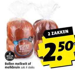 Boni Bollen melkwit of melkbruin zak 4 stuks aanbieding