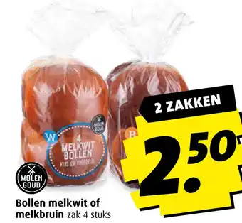 Boni Bollen melkwit of melkbruin zak 4 stuks aanbieding
