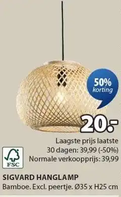 Jysk SIGVARD HANGLAMP aanbieding