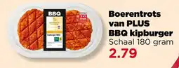 PLUS Boerentrots van Plus BBQ kipburger aanbieding