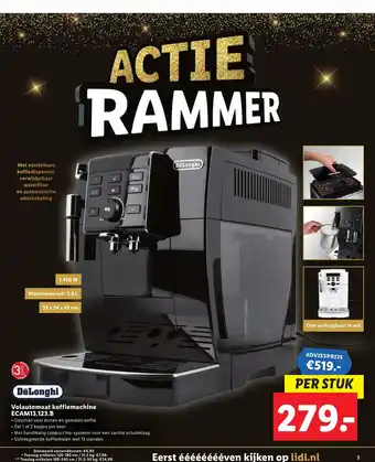 Lidl DeLonghi Volautomaat koffiemachine | ECAM13.123.B aanbieding