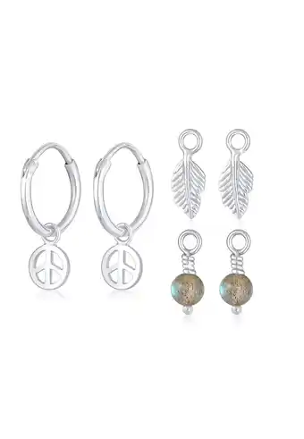 Douglas Elli Creolen 3-Set Hanger Peace Veer Boho 925 Zilver aanbieding