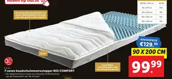 Lidl F.A.N. 7-zones koudschuimmatrastopper Big Comfort 90*200 cm aanbieding