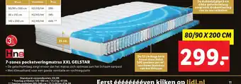 Lidl Hn8 7-zones pocketveringmatras XXL Gelstar 80/90*200 cm aanbieding