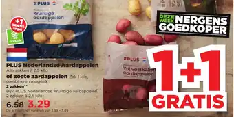 PLUS Nederlandse Aardappelen of zoete aardappelen aanbieding