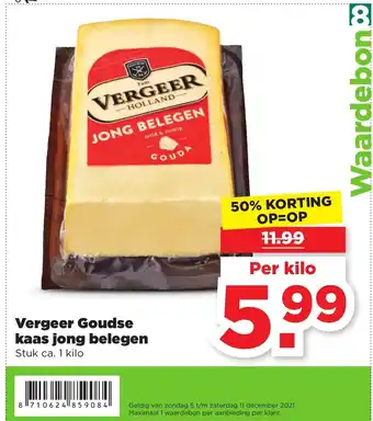 PLUS Vergeer Goudse kaas jong belegen aanbieding