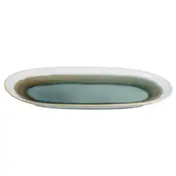 Leen Bakker Onderbord Fia - turquoise stoneware - 26x14,5 cm - Leen Bakker aanbieding