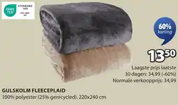 Jysk Gulskolm fleeceplaid aanbieding