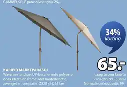 Jysk Karryd marktparasol aanbieding