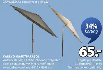 Jysk Karryd marktparasol aanbieding