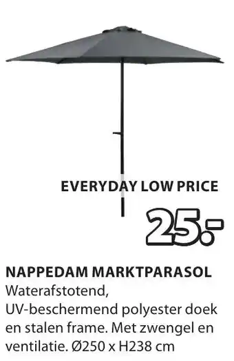 Jysk Nappedam marktparasol aanbieding