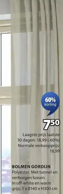 Jysk Bolmen gordijn aanbieding
