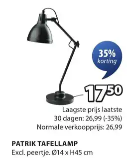 Jysk Patrik tafellamp aanbieding