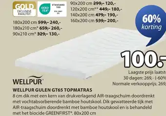 Jysk Wellpur gulen gt65 topmatras aanbieding
