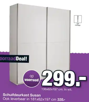 Budget Home Store Schuifdeurkast Susan 136x62x197 cm aanbieding