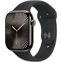 Bol.com Apple Watch Series 10 - Wifi + 4G - 46mm - Slate Titanium Case met Zwart Sportbandje - M/L aanbieding