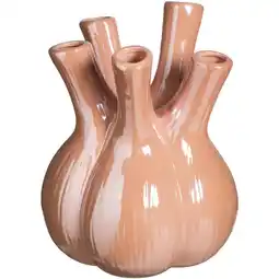 Leen Bakker Vaas Tulp - peach - keramiek - 28xØ22 cm - Leen Bakker aanbieding