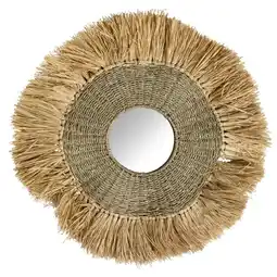 Leen Bakker Spiegel Wave - naturel - Ø80 cm - Leen Bakker aanbieding