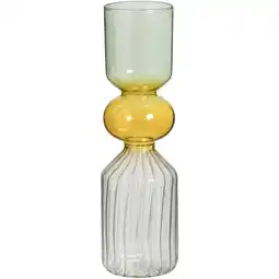 Leen Bakker Vaas Camille - groen/geel - glas - 24xØ7 cm - Leen Bakker aanbieding